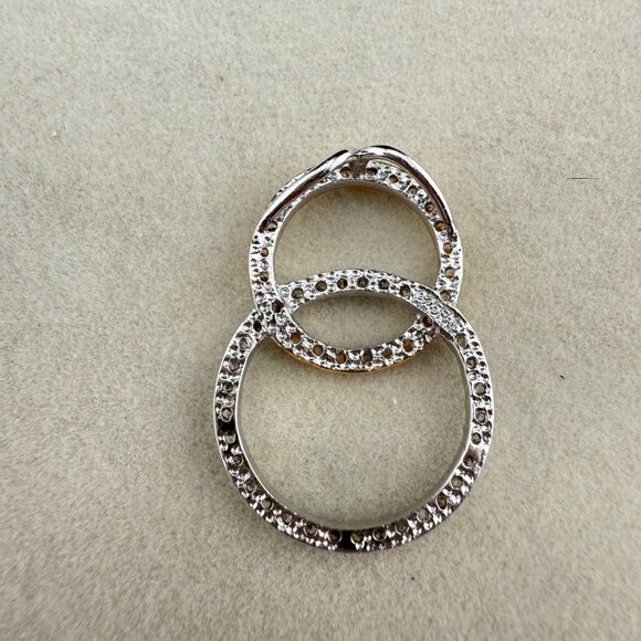 Two-Tone Sterling Silver Cubic Zirconia Interlocking Circle Pendant Necklace - Picture 4 of 6